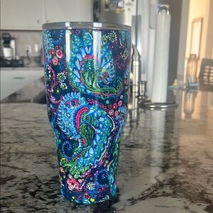 Floral Insulated Tumbler - Blue and Green